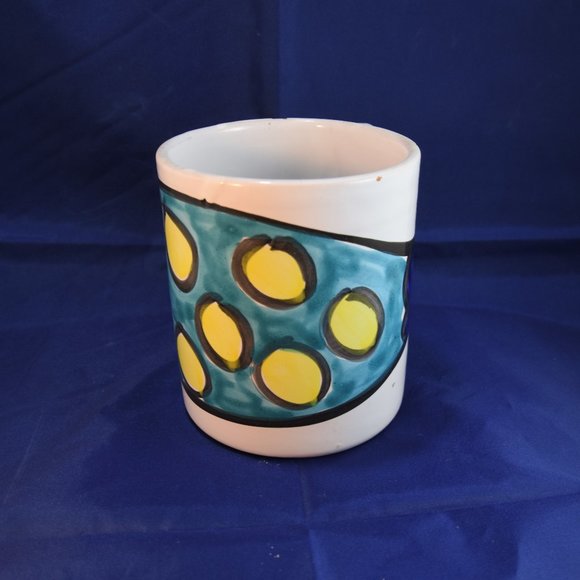 Vintage handmade, hand-painted Majolica large coffee mug - Italy -needs TLC - Picture 2 of 6